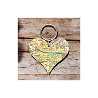The Sugar Shed OS Map Wooden Heart Key-ring - The Broads