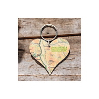 The Sugar Shed OS Map Wooden Heart Key-ring - Loch Lomond and The Trossachs National Park
