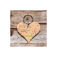 The Sugar Shed OS Map Wooden Heart Key-ring - Cairngorms National Park
