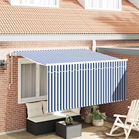 vidaXL Utfällbar markis Blå och Vit 300 x 200 cm