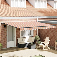 vidaXL Utdragbar markis Flerfärgsdesign 400 × 350 cm Duk och Aluminium