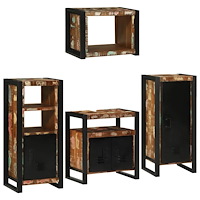vidaXL Badrumsmöbelset 4 pcs Flerfärgsdesign Massivt återvunnet trä