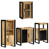 vidaXL Badrumsmöbelset 4 st Brun 55 x 35 x 60 cm Massivt Mangoträd