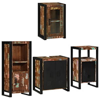 vidaXL Badrumsmöbelset 4 pcs Flerfärgsdesign Massivt återvunnet trä