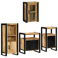 vidaXL Badrumsmöbelset 4 st Brun 55 x 35 x 60 cm Massivt Mangoträd