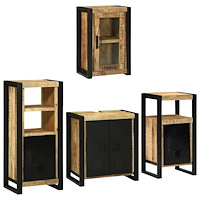 vidaXL Badrumsmöbelset 4 pcs Brun 55 x 35 x 60 cm Massivt mangoträ