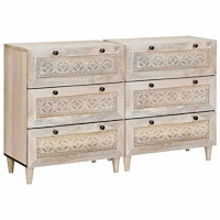 vidaXL Sideboard 2 pcs Vit 60 x 33 x 75 cm massivt mangoträ