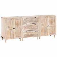 vidaXL Sideboard 3 pcs Vit 60 x 33 x 75 cm massivt mangoträ