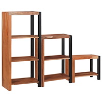 vidaXL Hyllsystem 3 pcs Brun 50 x 30 x 110 cm Massivt akaciaträ
