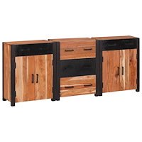 vidaXL Sideboard 3 pcs Brun 165 x 30 x 75 cm Massivt akaciaträ