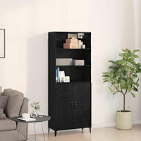 vidaXL Sideboard Svart ek 69.5 x 32.5 x 180 cm Konstruerat trä