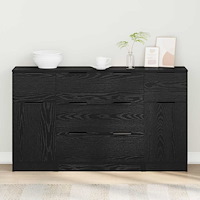 vidaXL Sideboard 3 pcs Svart ek 121 x 30 x 70 cm Konstruerat trä