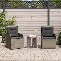vidaXL Trädgårdsbänk med kudde 2 pcs Grå Poly rattan