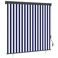 vidaXL Utomhus rullgardin Randig Blå och vit 180 x 250 cm tyg