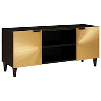 vidaXL TV-skåp Svart och Guld 105 x 33 x 46 cm massivt mangoträ