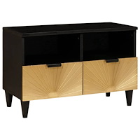 vidaXL TV-skåp Svart och Guld 70 x 33 x 46 cm massivt mangoträ