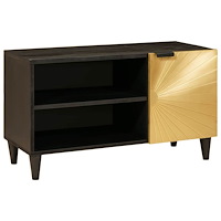 vidaXL TV-skåp Svart och Guld 80 x 33 x 46 cm massivt mangoträ