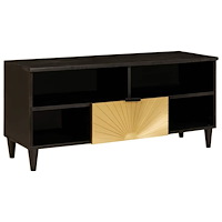 vidaXL TV-skåp Svart och Guld 100 x 33 x 46 cm massivt mangoträ
