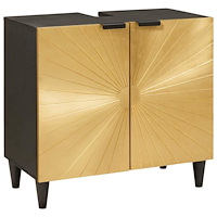 vidaXL Diskbänksskåp Svart och Guld 62 x 33 x 58 cm massivt mangoträ