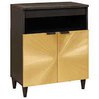 vidaXL Sideboard Svart och Guld 60 x 33 x 75 cm massivt mangoträ