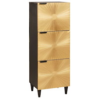 vidaXL Sidokabinett Svart och Guld 40 x 33.5 x 110 cm massivt mangoträ
