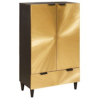 vidaXL Sidokabinett Svart och Guld 60 x 33.5 x 100 cm massivt mangoträ
