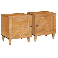 vidaXL Sängbord 2 pcs Ljusbrun 40 x 33 x 46 cm massivt mangoträ