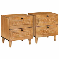 vidaXL Sängbord 2 pcs Ljusbrun 40 x 33 x 46 cm massivt mangoträ