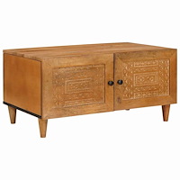vidaXL Kaffeebord med dörr Ljusbrun 80 x 50 x 40 cm massivt mangoträ