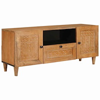 vidaXL TV-skåp med låda Ljusbrun 105 x 33 x 46 cm massivt mangoträ