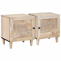 vidaXL Sängbord 2 pcs Beige 40 x 33 x 46 cm massivt mangoträ