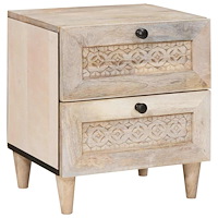 vidaXL Sängbord med låda Beige 40 x 33 x 46 cm massivt mangoträ
