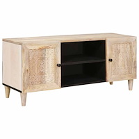 vidaXL TV-skåp med hylla Vit 105 x 33 x 46 cm massivt mangoträ