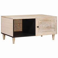 vidaXL Kaffeebord med hylla Beige 80 x 50 x 40 cm massivt mangoträ
