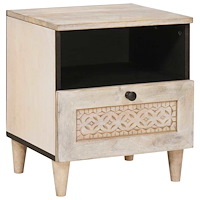 vidaXL Sängbord med låda Beige 40 x 33 x 46 cm massivt mangoträ