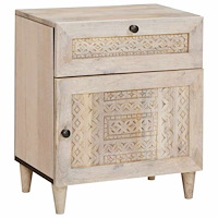 vidaXL Sängbord med låda Beige 50 x 33 x 60 cm massivt mangoträ