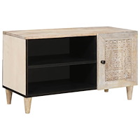 vidaXL TV-skåp med hylla med dörr Vit 80 x 33 x 46 cm massivt mangoträ