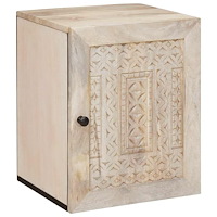 vidaXL Badrumsskåp med dörr Vit 38 x 33.5 x 160 cm Massivt Mango Trä