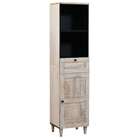 vidaXL Badrumsskåp med låda Vit 38 x 33.5 x 160 cm Massivt Mango Trä