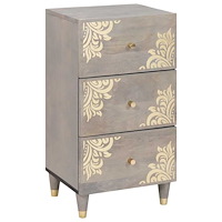 vidaXL Sideboard Grå och Guld 40 x 33,5 x 75 cm Massivt Mangoträ