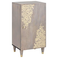 vidaXL Sideboard Grå och Guld 40 x 33,5 x 75 cm Massivt Mangoträ