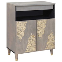 vidaXL Sideboard Grå och Guld 60 x 33.5 x 75 cm Massivt Mangoträ