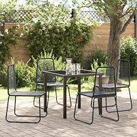vidaXL Trädgårdsmöbelset 5 pcs Svart Pulverlackerat stål