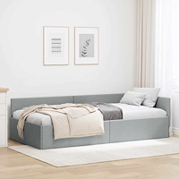 vidaXL Hörn Sängram Ljusgrå 90 x 190 cm Tyger och konstruerat trä
