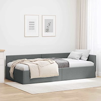 vidaXL Hörn Sängram Mörkgrå 90 x 200 cm Tyger och konstruerat trä