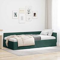 vidaXL Hörn Sängram Mörkgrön 80 x 200 cm Sammet och konstruerat trä