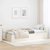 vidaXL Hörn Sängram Övrigt Kräm 90 x 190 cm Sammet och konstruerat trä
