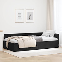vidaXL Hörn Sängram Svart 90 x 200 cm Sammet och konstruerat trä