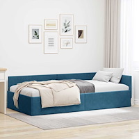 vidaXL Hörn Sängram Övrigt Blå 100 x 200 cm Sammet och konstruerat trä