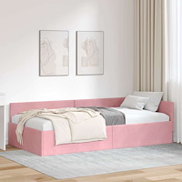 vidaXL Hörn Sängram Rosa 100 x 200 cm Sammet och konstruerat trä